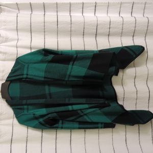 Green and Black Plaid Cardigan